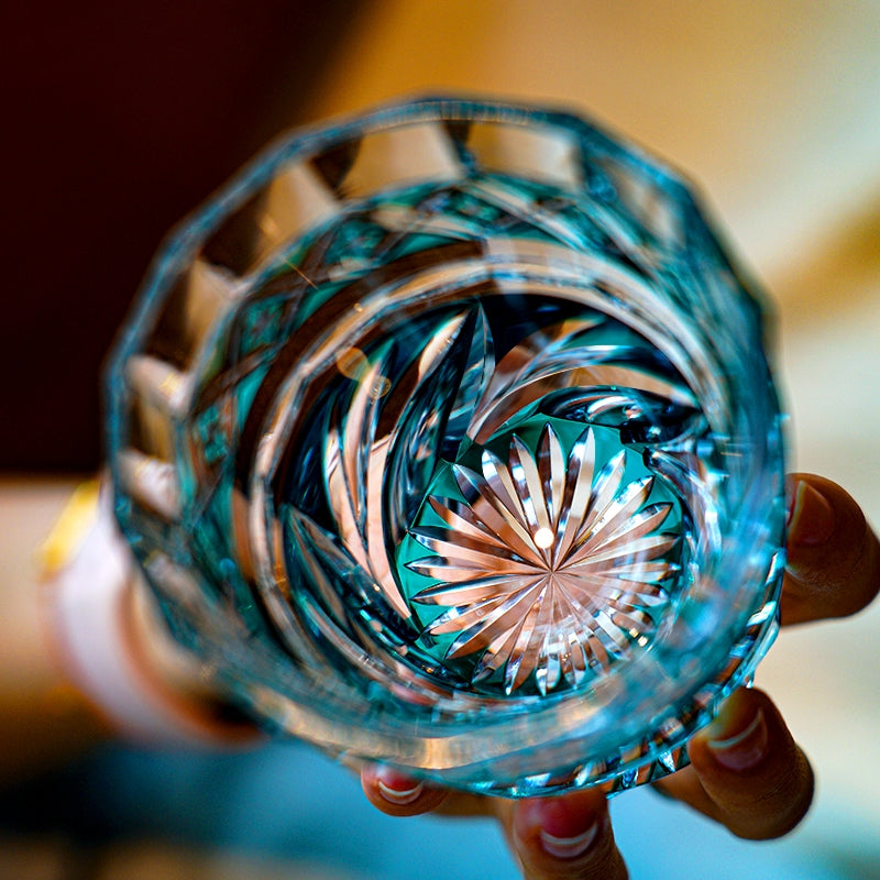 Edo Kiriko Handcrafted Aozora Kaze Whisky Glass – A Breeze of Serenity in Crystal