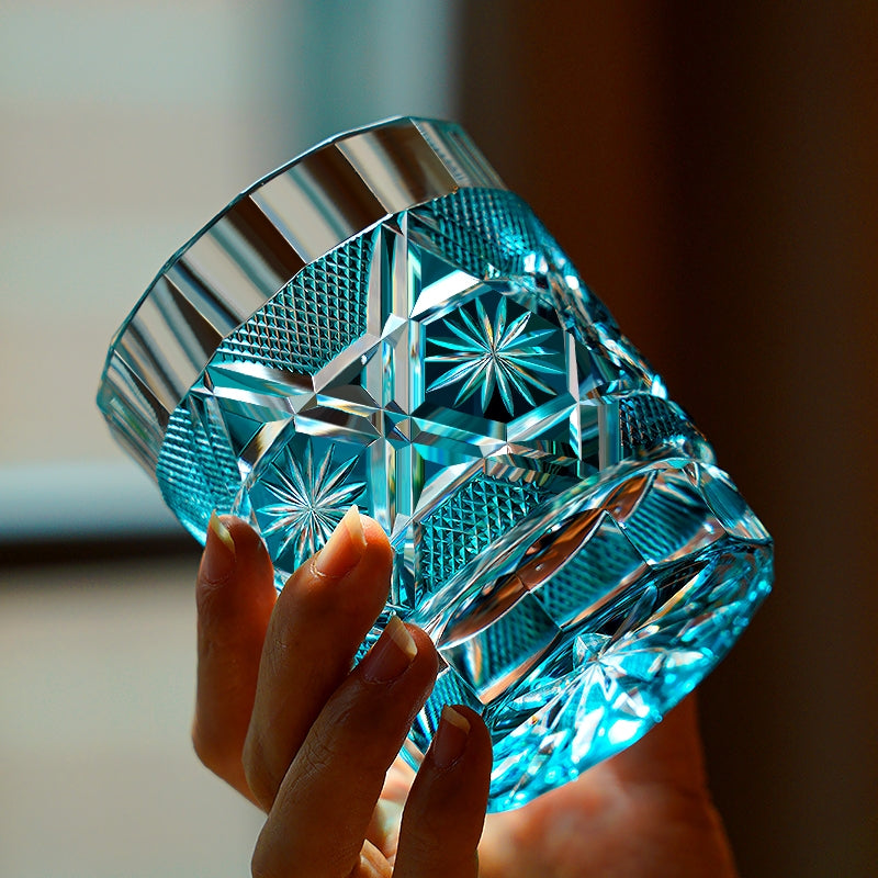 Edo Kiriko Handcrafted Kiku Suji Whisky Glass – A Radiant Stream of Imperial Elegance in Crystal