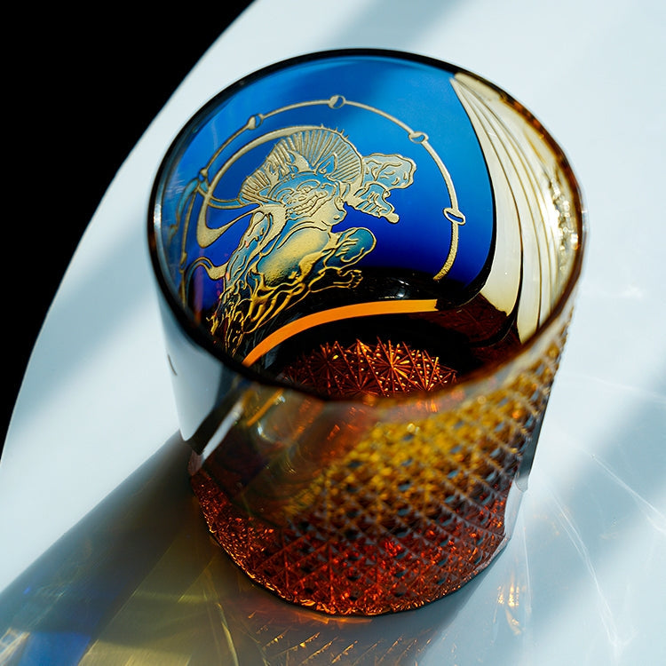Edo Kiriko Handcrafted Raijin Whisky Glass – A Thunderous Elegance in Crystal