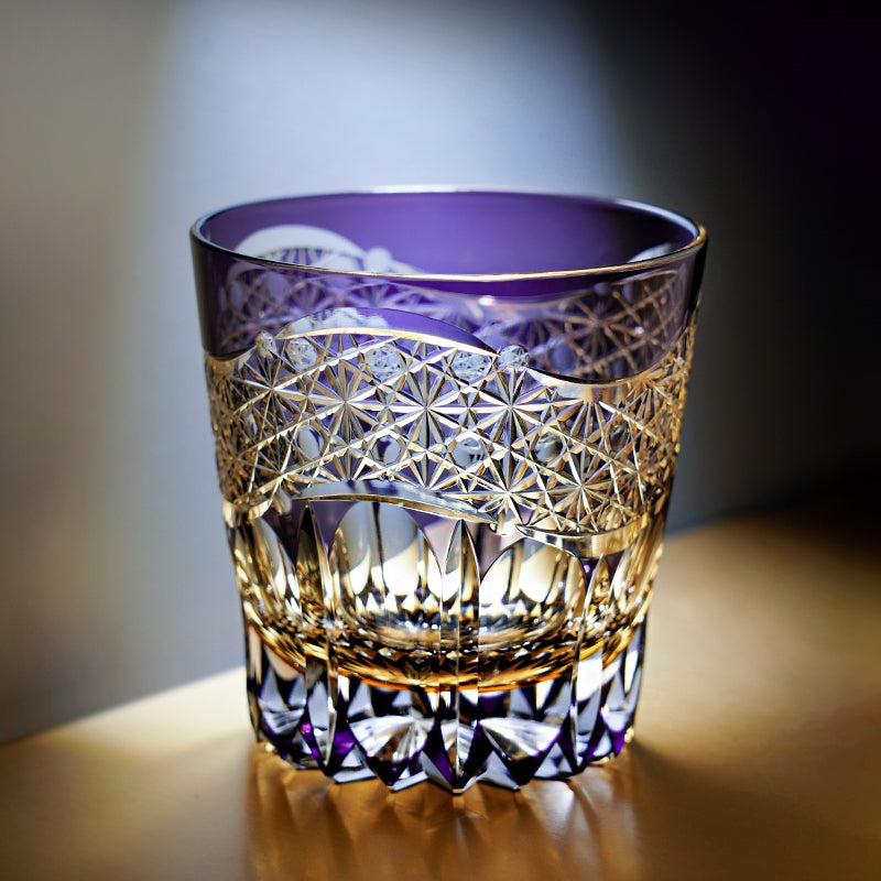 Edo Kiriko Handcrafted Amethyst Prism Whisky Glass – A Royal Glimmer in Crystal