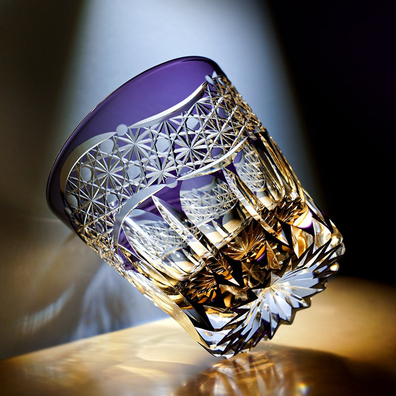 Edo Kiriko Handcrafted Amethyst Prism Whisky Glass – A Royal Glimmer in Crystal
