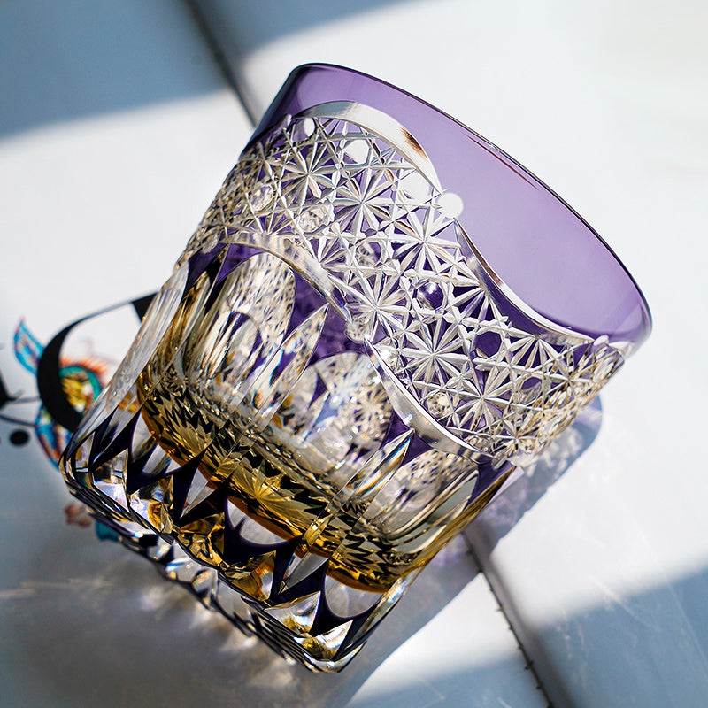 Edo Kiriko Handcrafted Amethyst Prism Whisky Glass – A Royal Glimmer in Crystal