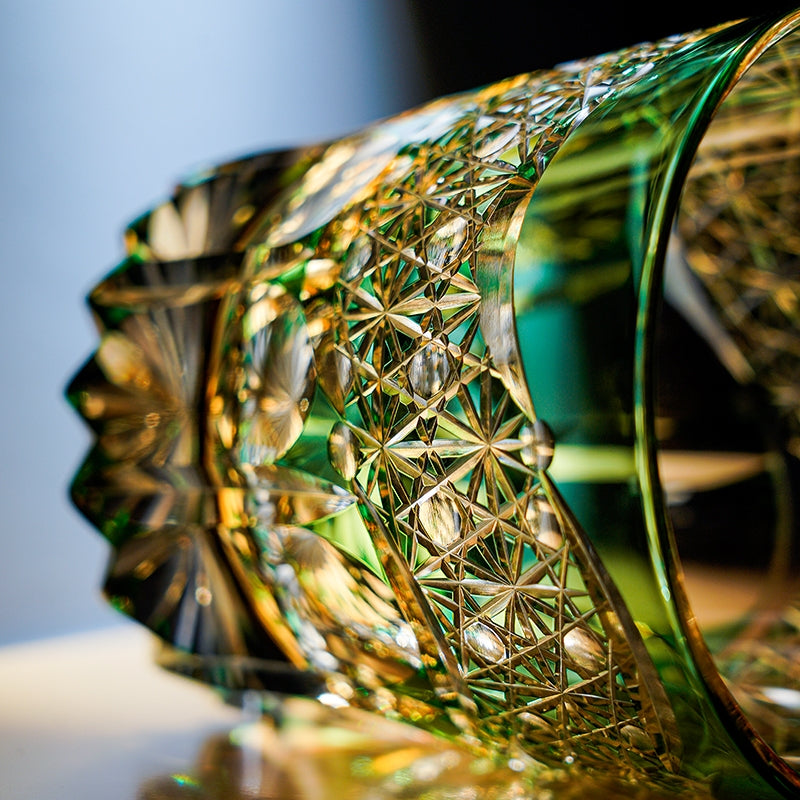Edo Kiriko Handcrafted Emerald Prism Whisky Glass – A Gemstone Dream in Crystal
