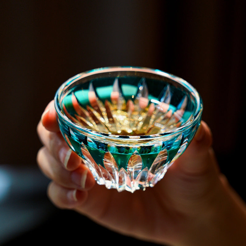 Edo Kiriko Handcrafted Lotus Glass – A Bloom of Purity and Enlightenment in Crystal