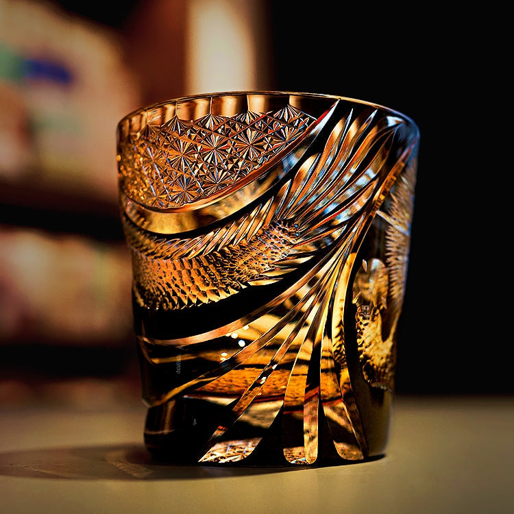 Edo Kiriko Handcrafted Soaring Dragon Whisky Glass – An Ascendant Myth in Crystal