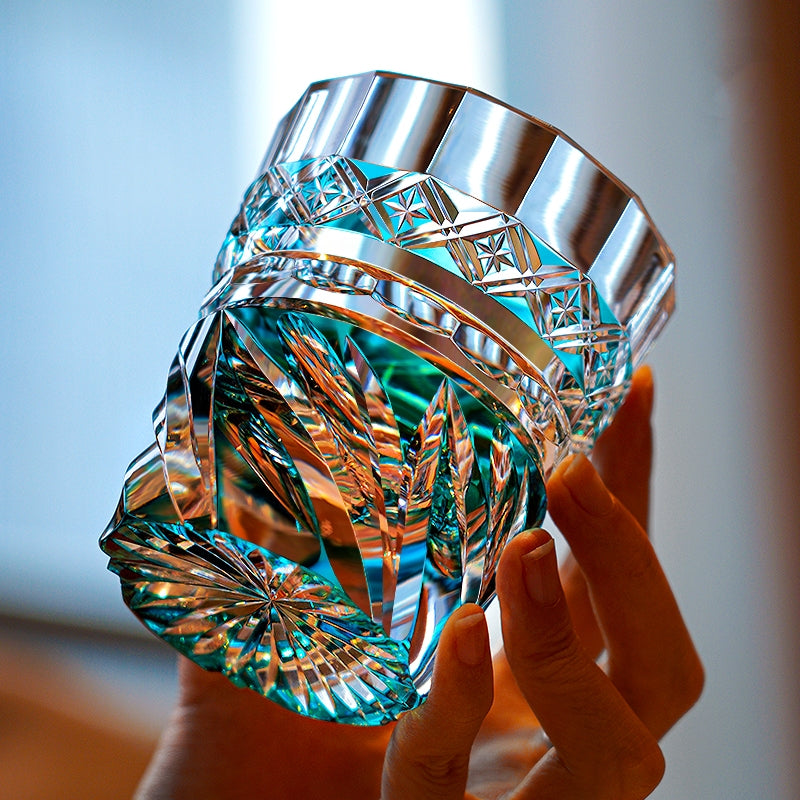 Edo Kiriko Handcrafted Aozora Kaze Whisky Glass – A Breeze of Serenity in Crystal