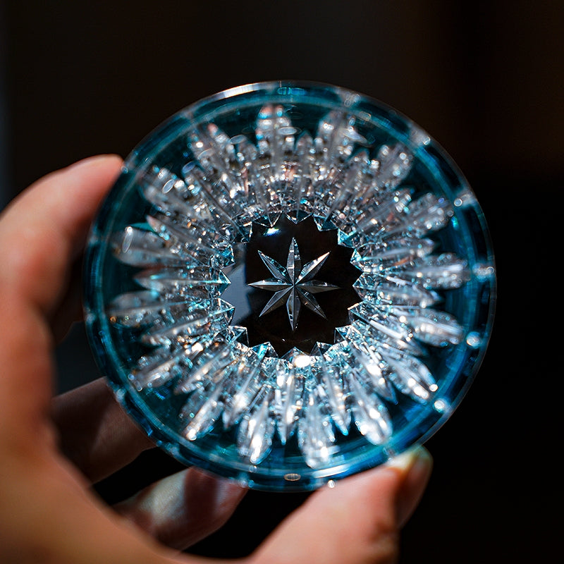 Edo Kiriko Handcrafted Lotus Glass – A Bloom of Purity and Enlightenment in Crystal