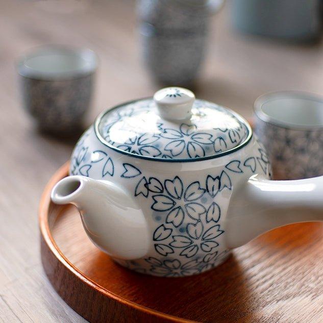 Japanese Handcrafted Blue Sakura Tea Set – A Blossom of Serenity for Your Tea Moments