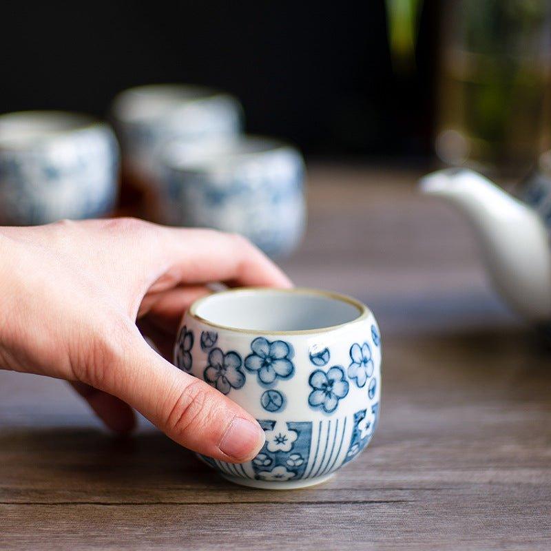 Japanese Handcrafted Blue Sakura Tea Set – A Blossom of Serenity for Your Tea Moments
