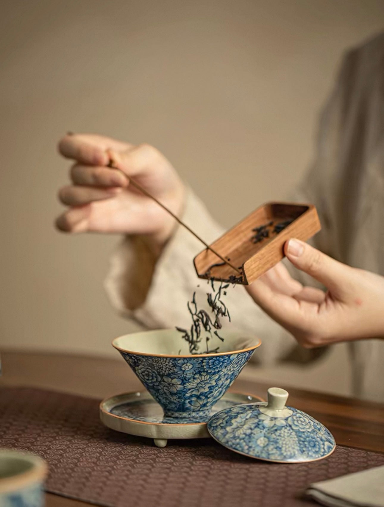 Aged Clay Celadon Douli Sancai Gaiwan (High-End Kung Fu Tea Set)