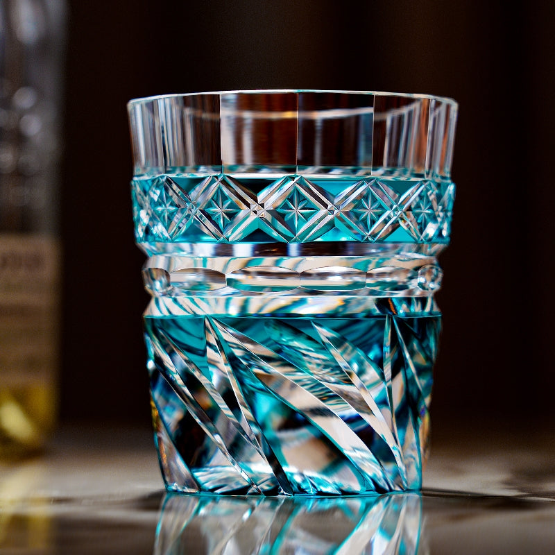 Edo Kiriko Handcrafted Aozora Kaze Whisky Glass – A Breeze of Serenity in Crystal