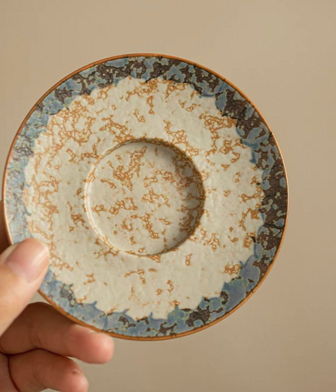 Hand-Painted Blue & White "Intertwining Lotus" Flint-Red Sancai Gaiwan