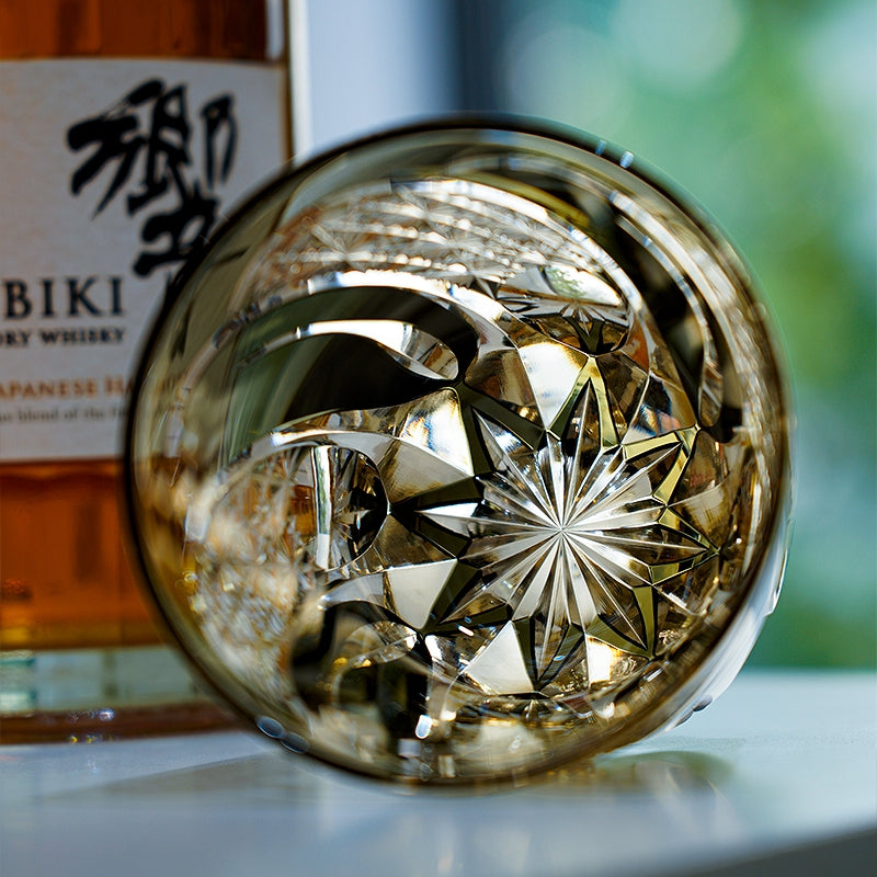 Edo Kiriko Handcrafted Shadow Luminary Whisky Glass – A Dance of Light and Depth in Crystal