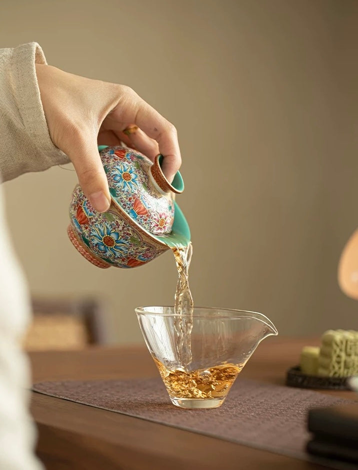 "Splendid Intertwining Lotus" Falangcai Sancai Gaiwan (Large Edition)