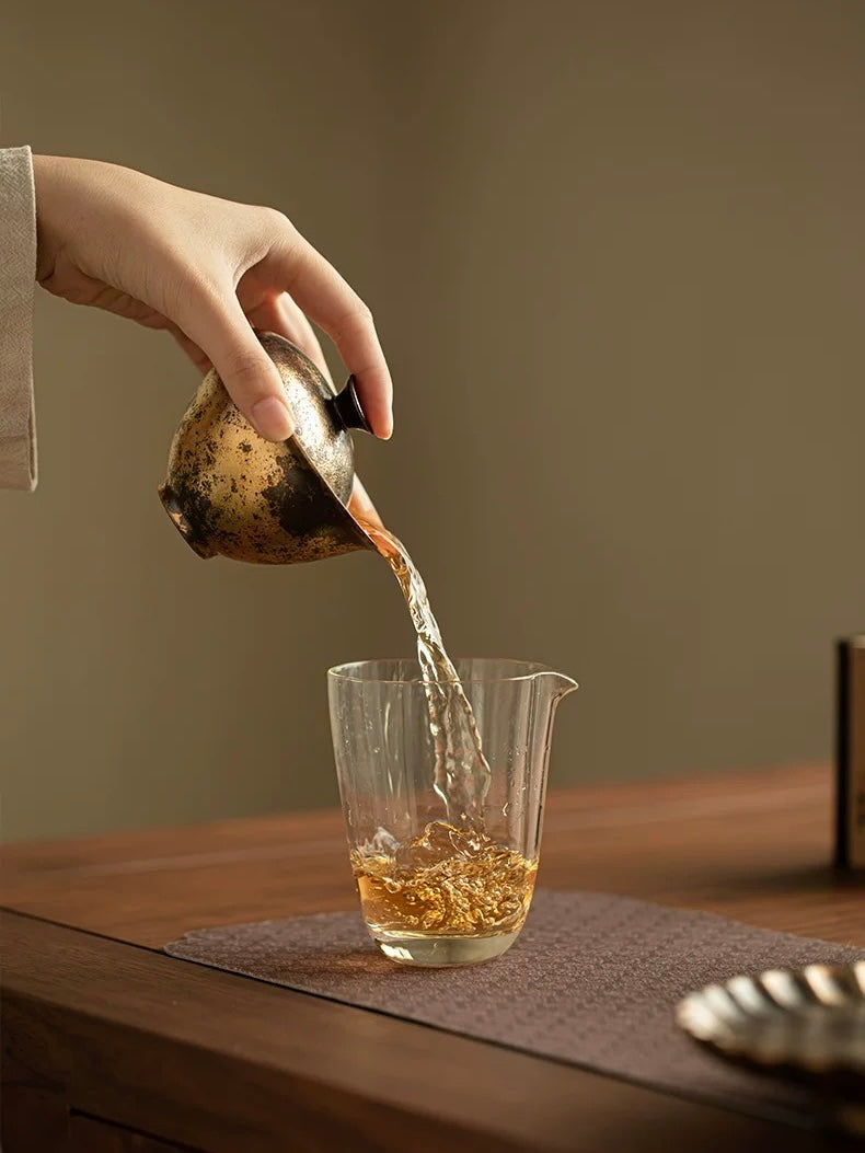 Shino-Style Gilded "Green Grain" Two-Piece Gaiwan