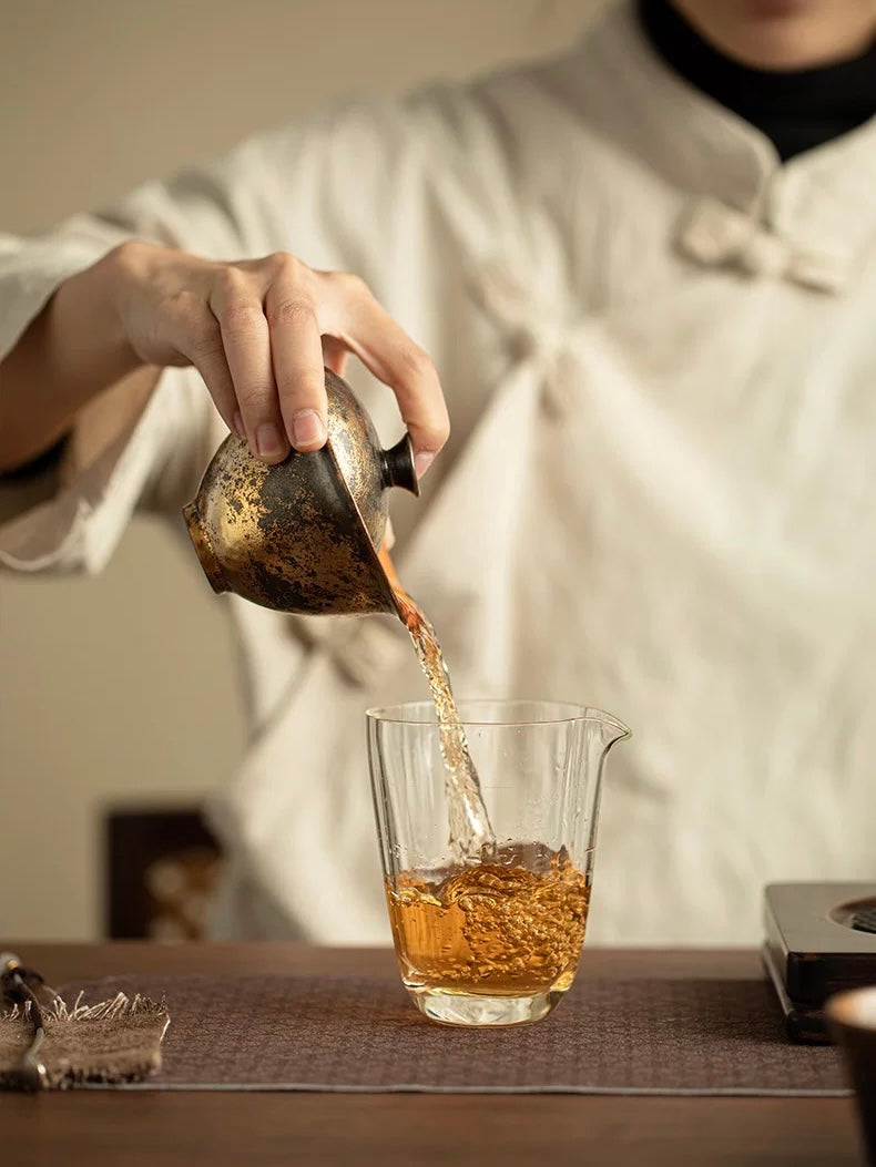 Shino-Style Gilded "Green Grain" Two-Piece Gaiwan