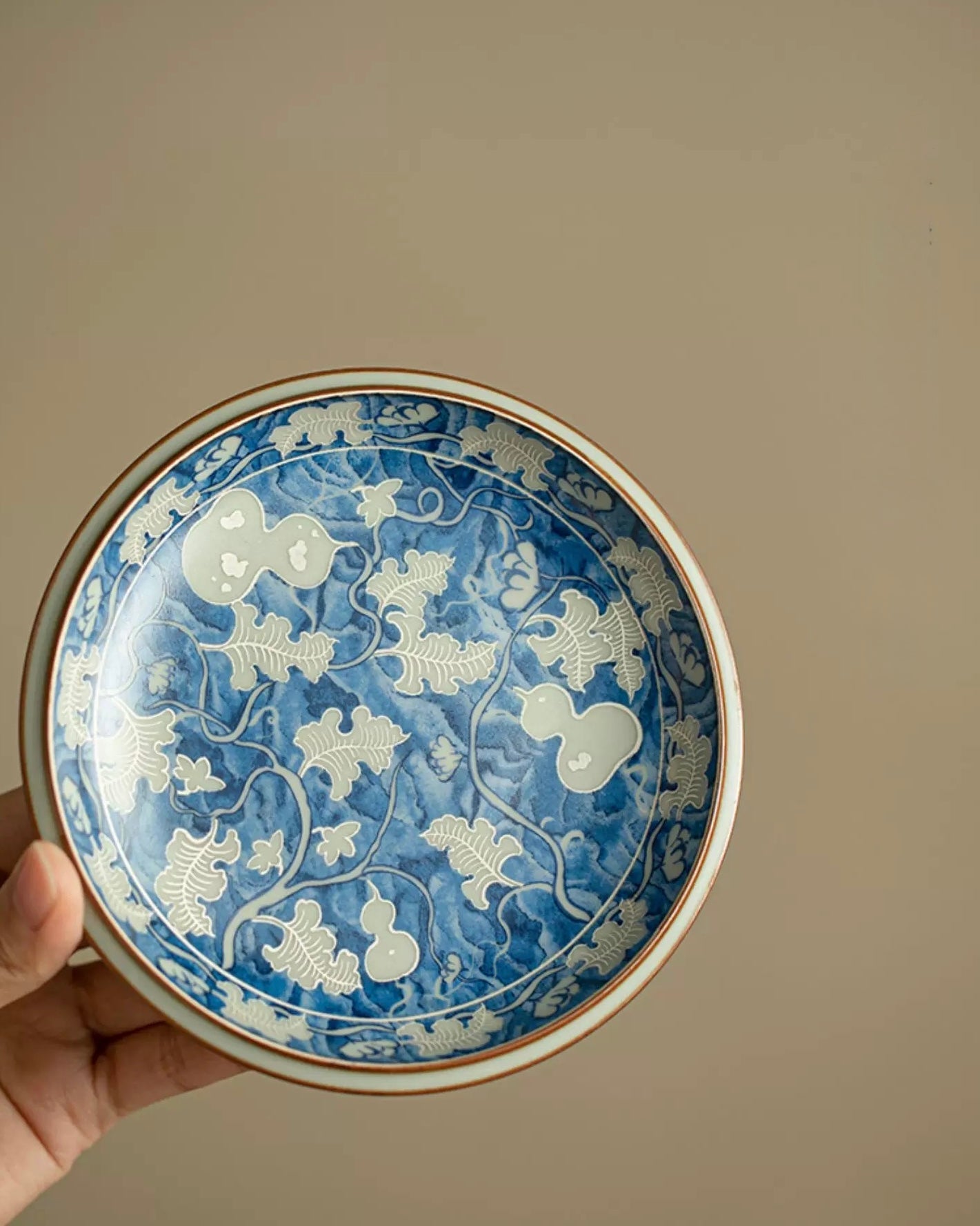 Imitation Song Ru Ware & Yuan Blue-White "Floating" Sancai Gaiwan