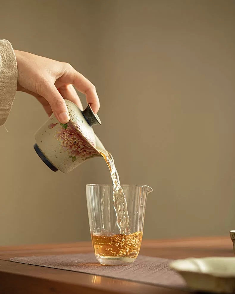 "Golden Thread Peony" Flint-Red Sancai Gaiwan