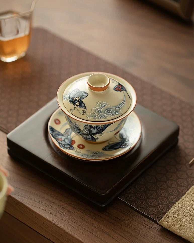 Ru Ware "Auspicious Clouds & Dancing Butterflies" Floating Gaiwan