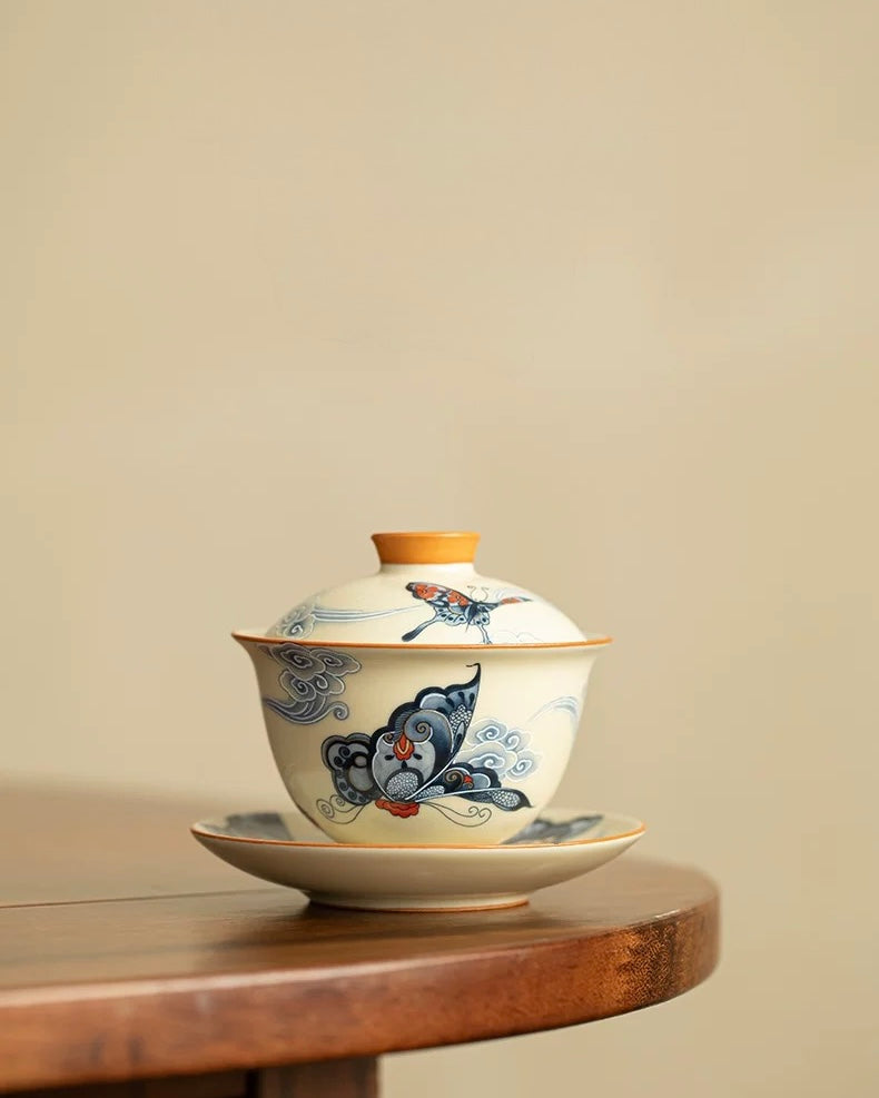 Ru Ware "Auspicious Clouds & Dancing Butterflies" Floating Gaiwan