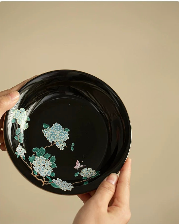 Black Glaze "Midnight Hydrangea" Sancai Gaiwan