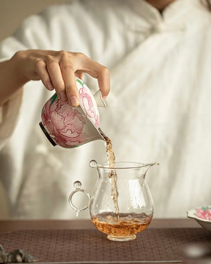 Aged Rock Clay "Peony Tide" Sancai Gaiwan