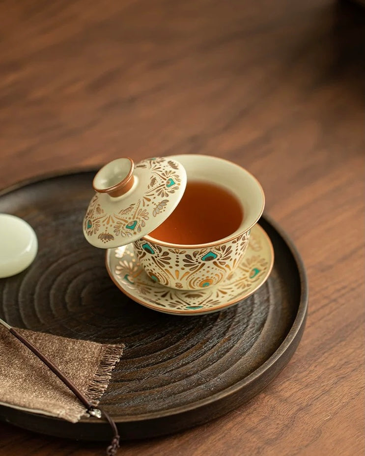 Ru Ware "Dunhuang Phoenix Feather" Sancai Gaiwan