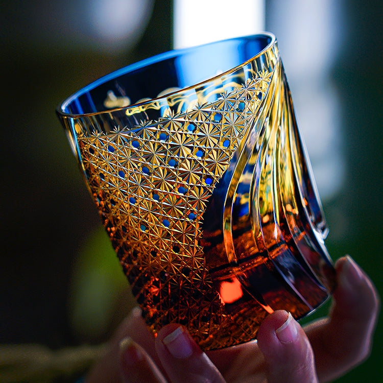 Edo Kiriko Handcrafted Raijin Whisky Glass – A Thunderous Elegance in Crystal