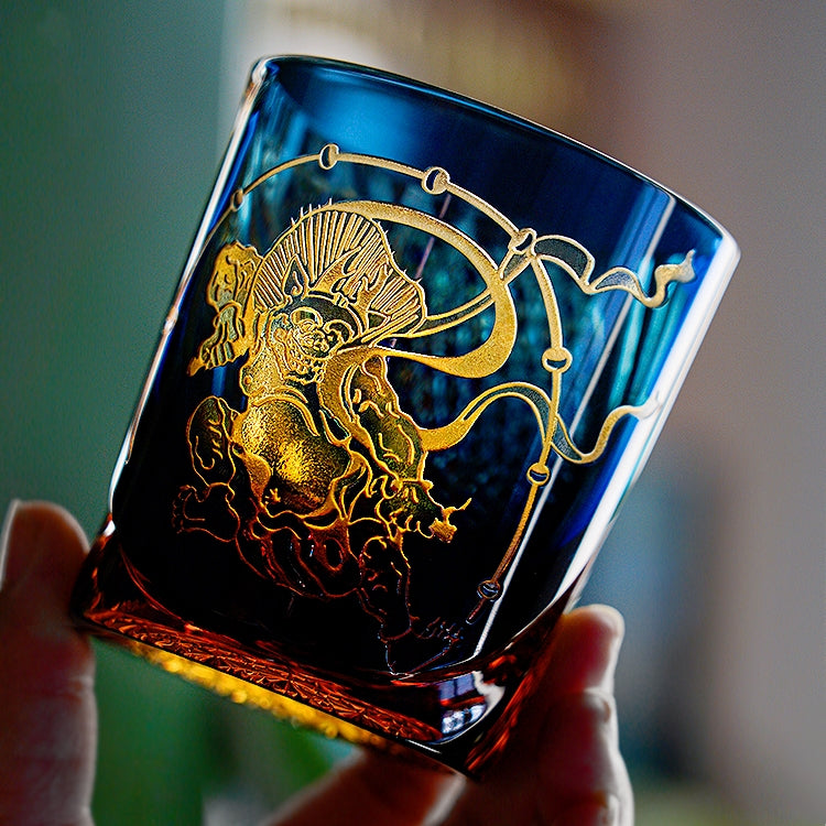 Edo Kiriko Handcrafted Raijin Whisky Glass – A Thunderous Elegance in Crystal