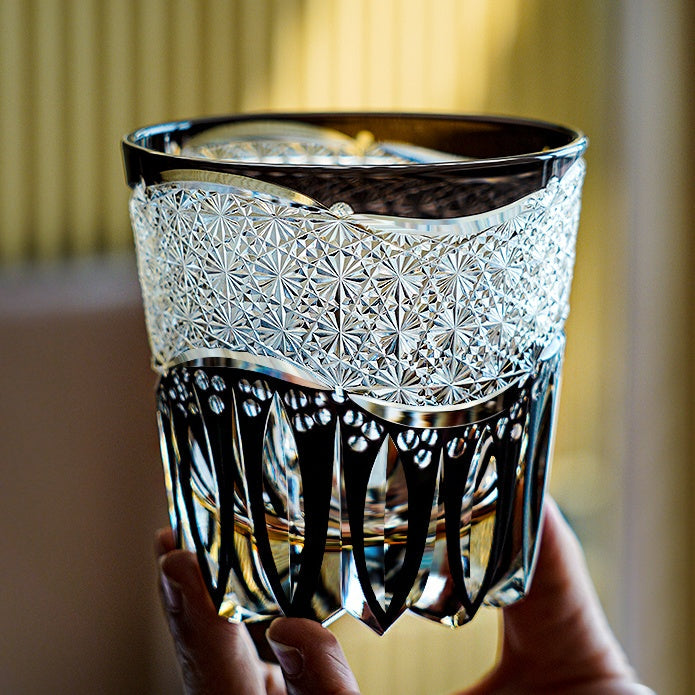 Edo Kiriko Handcrafted Kurokiku Whisky Glass With Wooden Box