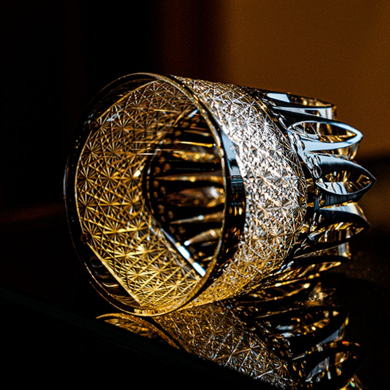 Edo Kiriko Handcrafted Kurokiku Whisky Glass With Wooden Box