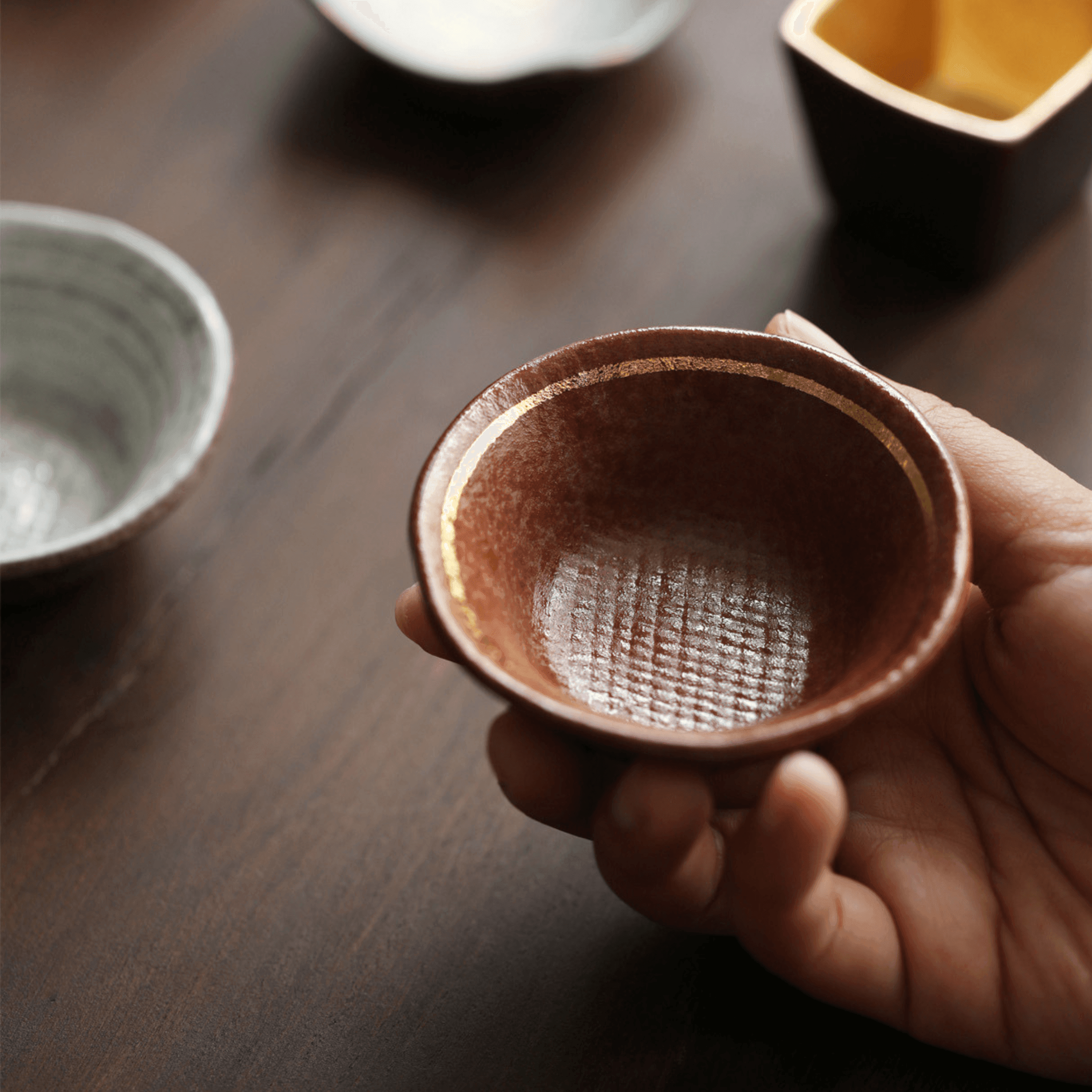 Touetsugama Japanese Golden Glazed Tea Set – A Luminous Journey Through Tradition