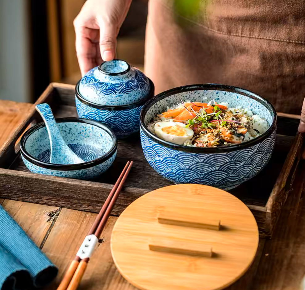 Handmade Japanese Ramen Bowl Set - 5 Piece Set