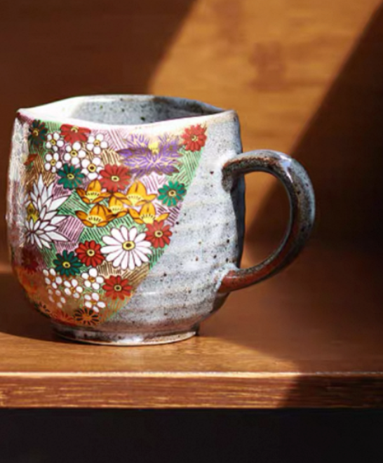 Exquisite Kutani Ware Gold Floral Ceramic Coffee Mug/Teacup