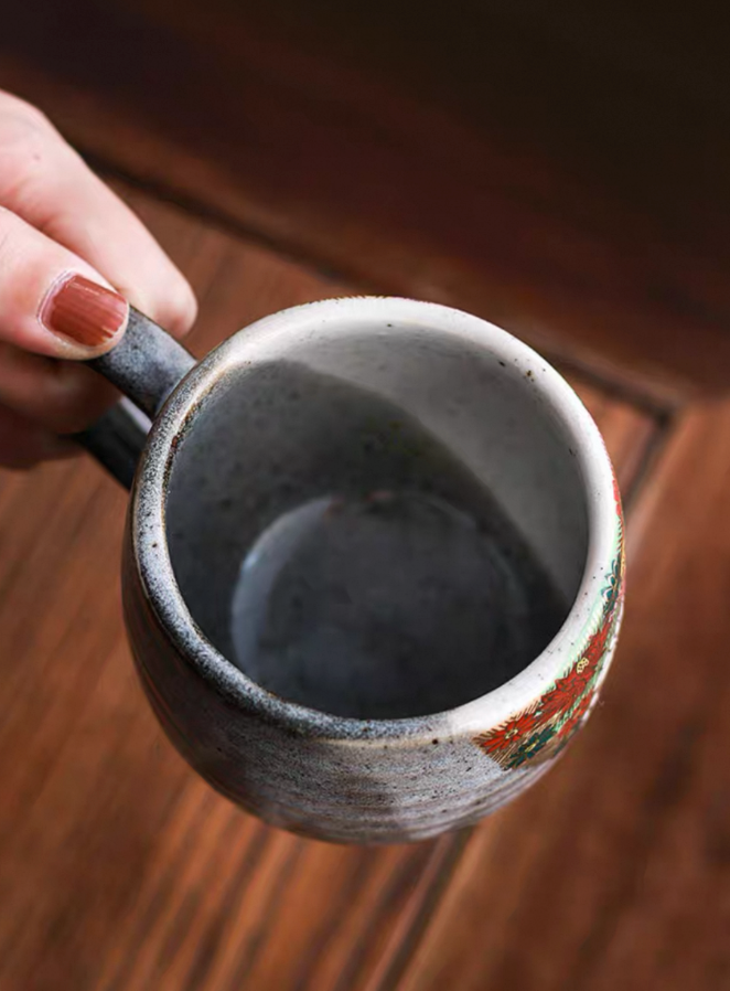 Exquisite Kutani Ware Gold Floral Ceramic Coffee Mug/Teacup