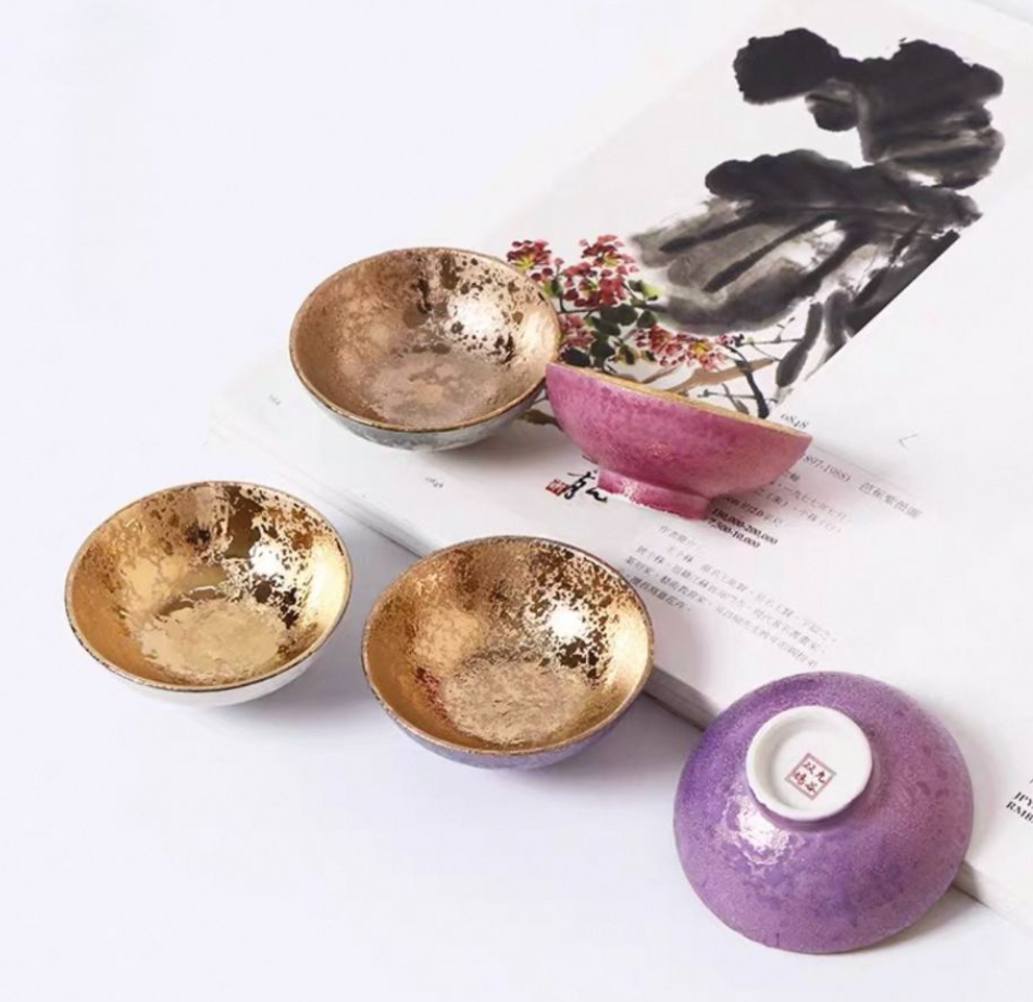 Handmade Kutani Ware Ceramic Teacups/Sake Cups