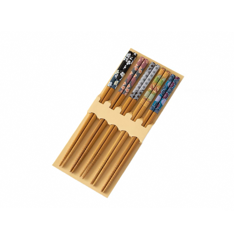 Durable Non-Slip Wooden Chopsticks, 5 Pairs, Handmade