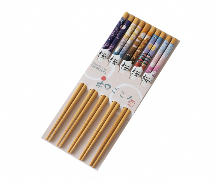 Durable Non-Slip Wooden Chopsticks, 5 Pairs, Handmade