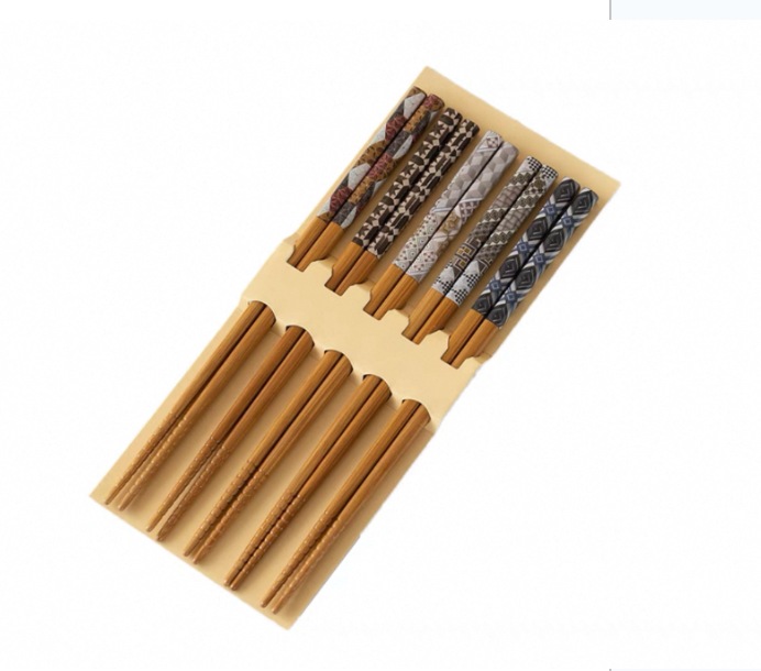 Durable Non-Slip Wooden Chopsticks, 5 Pairs, Handmade