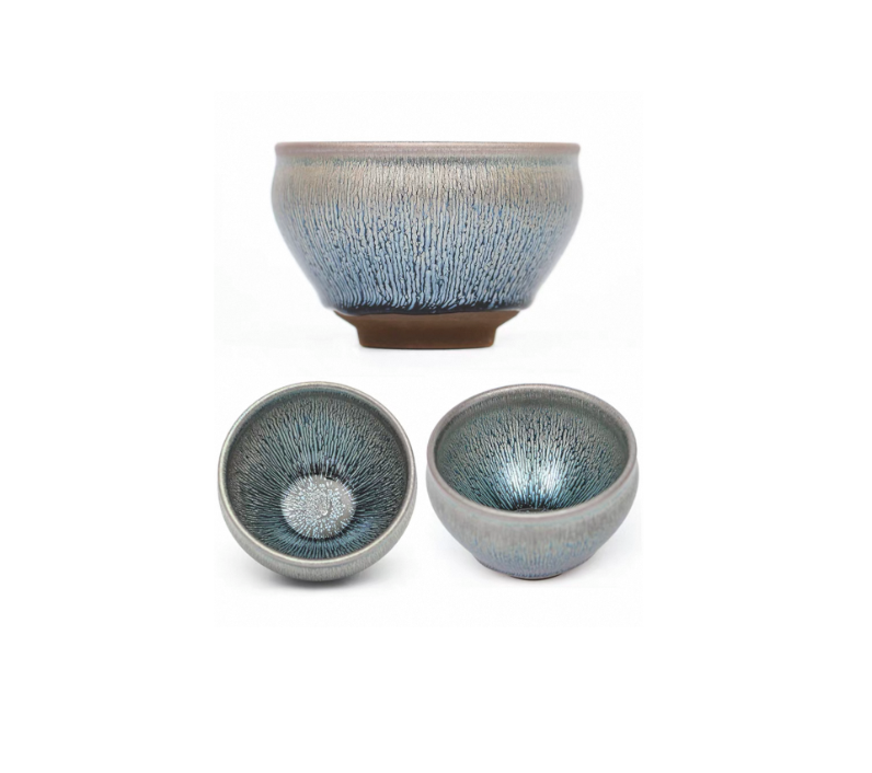 Silver Bristle Jianzhan Master Teacup – Handcrafted with Rare Partridge Feather & Oil Spot Glazes