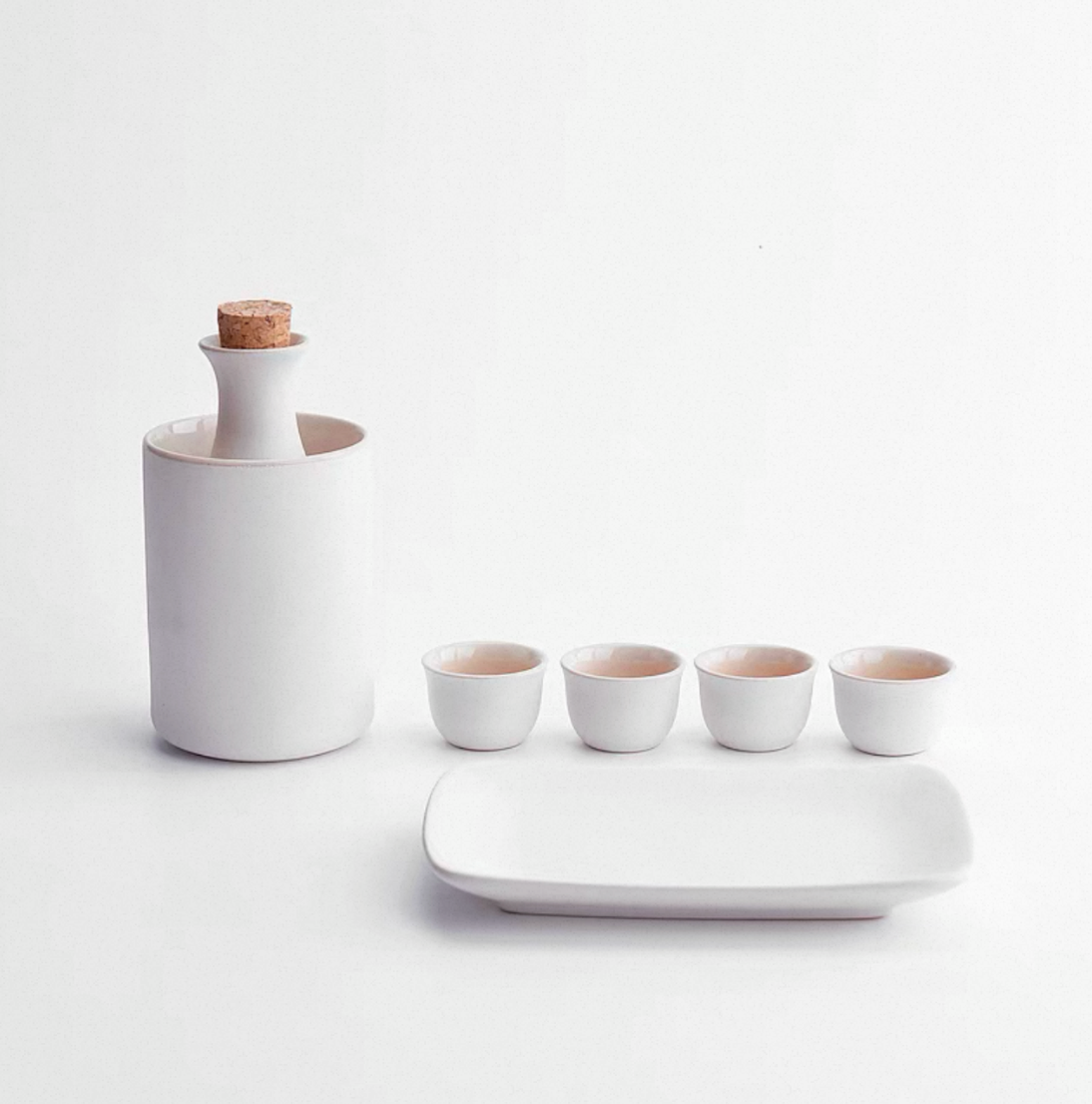 Traditional Japanese Ceramic Sake Set – Flagon, Warmer & 4 Cups