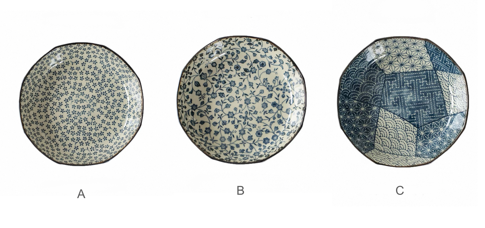 Japanese Mino-Ware "Ko-Sometsuke Karakusa" Deep Plate | Artisan Underglaze Tableware