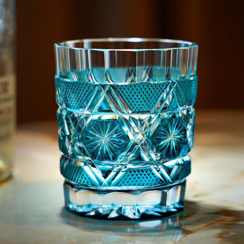Edo Kiriko Handcrafted Kiku Suji Whisky Glass – A Radiant Stream of Imperial Elegance in Crystal