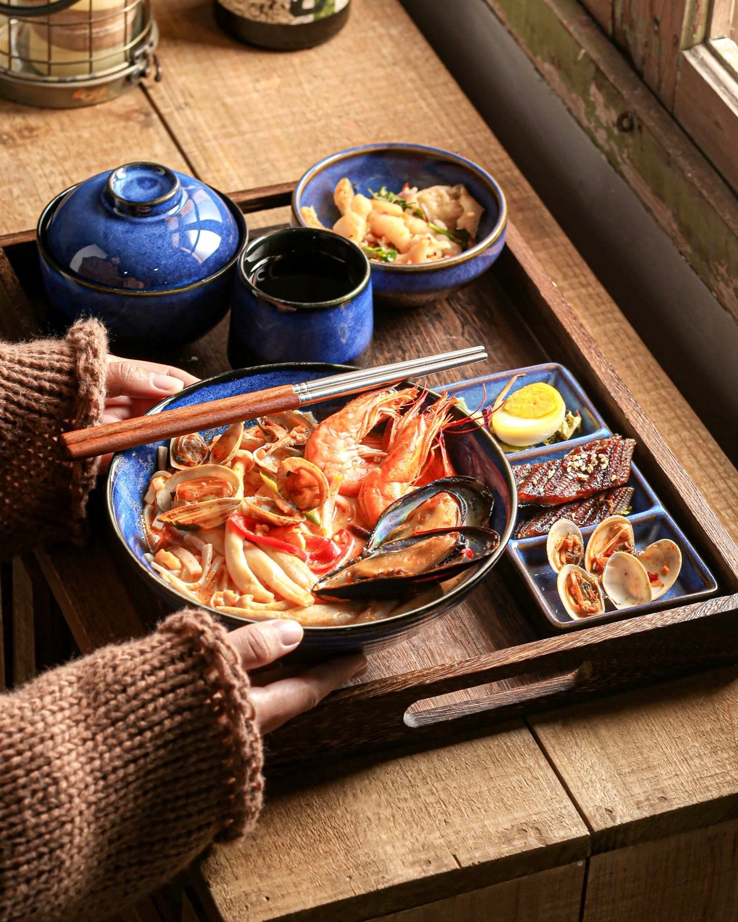 9-Piece Japanese Handmade Ramen Tableware Set
