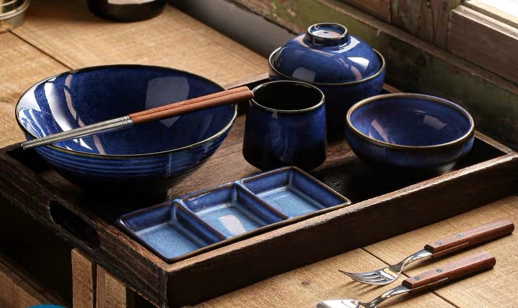 9-Piece Japanese Handmade Ramen Tableware Set