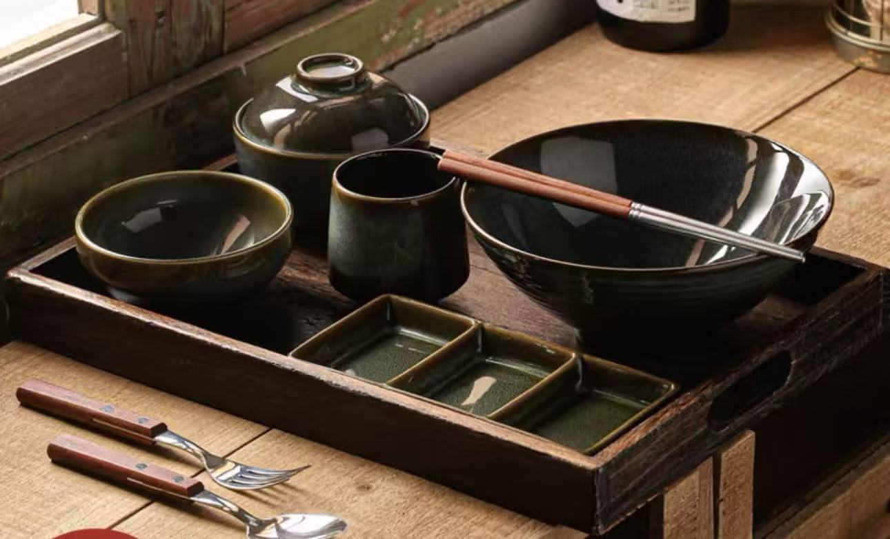 9-Piece Japanese Handmade Ramen Tableware Set