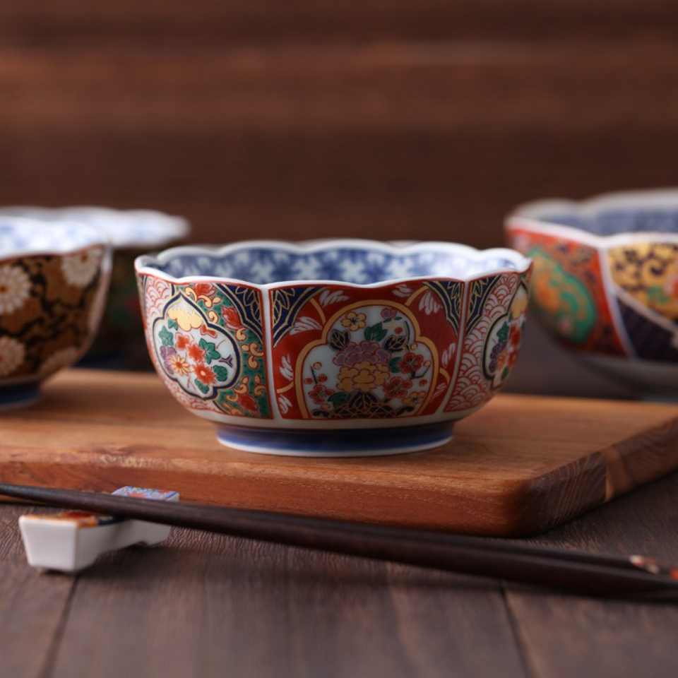 Japanese Handcrafted Mino Ware Court Dyed Bowls Set of Five