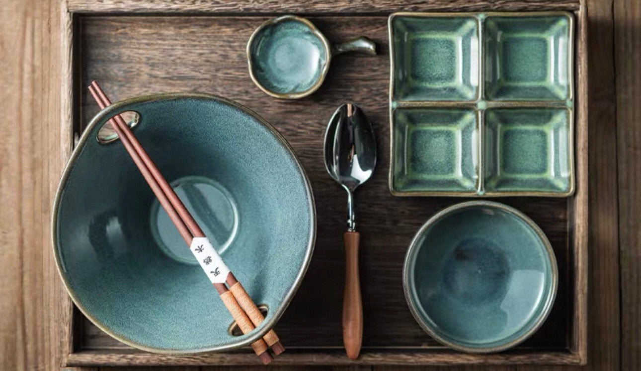 7-Piece Japanese Handmade Ramen Bowl Set