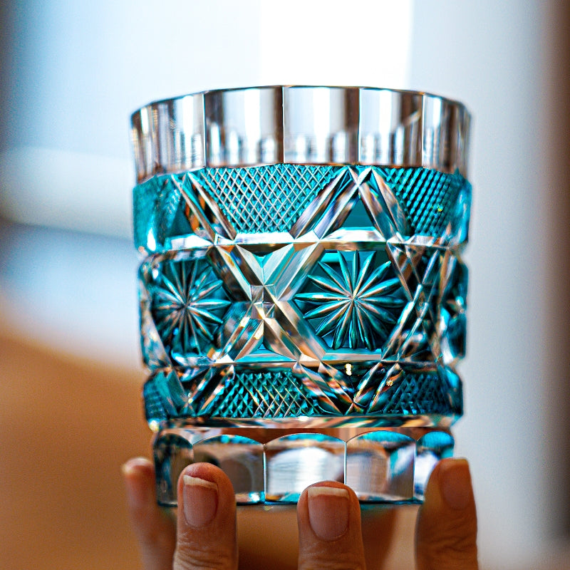 Edo Kiriko Handcrafted Kiku Suji Whisky Glass – A Radiant Stream of Imperial Elegance in Crystal