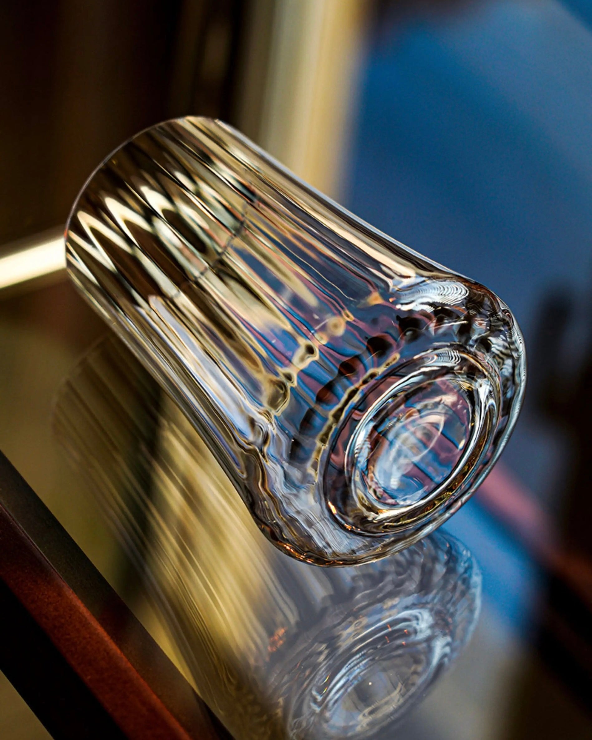 Ultra-Thin Ribbed Glass Whiskey Tumblers | Handcrafted Lead-Free Tasting Set